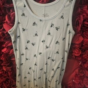 Justice Girls Bee Print White Tank Top Size 14